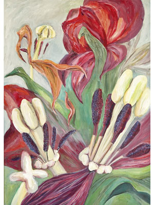 Flora 52 / <br> Größe  
70 x 50 cm    Acrylfarbe /Pigmente auf Leinwand