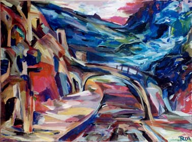  Brückenstadt
95 X 70 cm Acrylfarbe /Pigmente auf BW